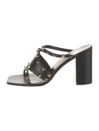 Valentino Rockstud Accents Leather Slides