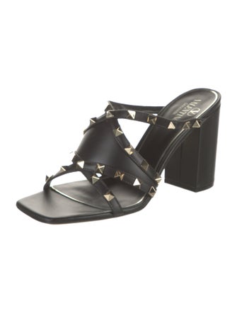 Valentino Rockstud Accents Leather Slides