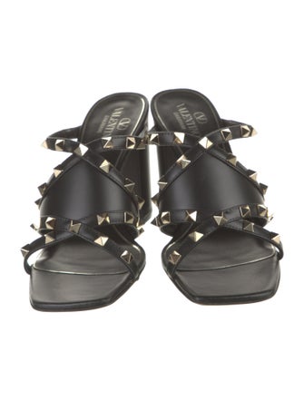 Valentino Rockstud Accents Leather Slides