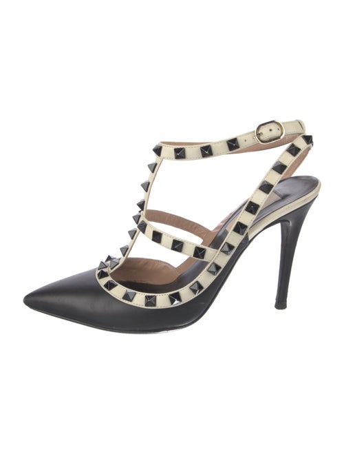 Valentino Rockstud Accents Leather T-Strap Pumps