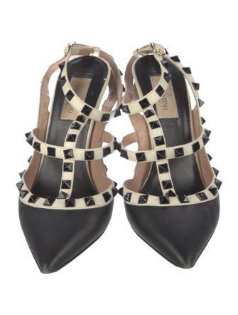 Valentino Rockstud Accents Leather T-Strap Pumps