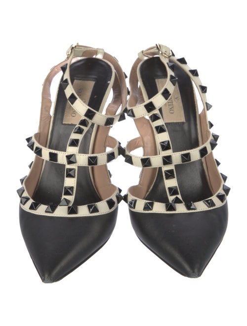 Valentino Rockstud Accents Leather T-Strap Pumps