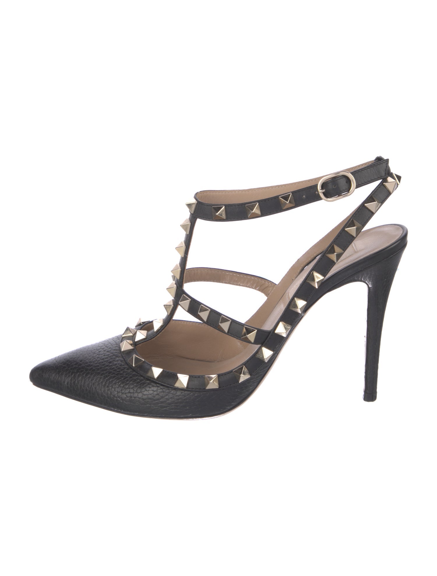 Valentino Rockstud Accents Leather T-Strap Pumps