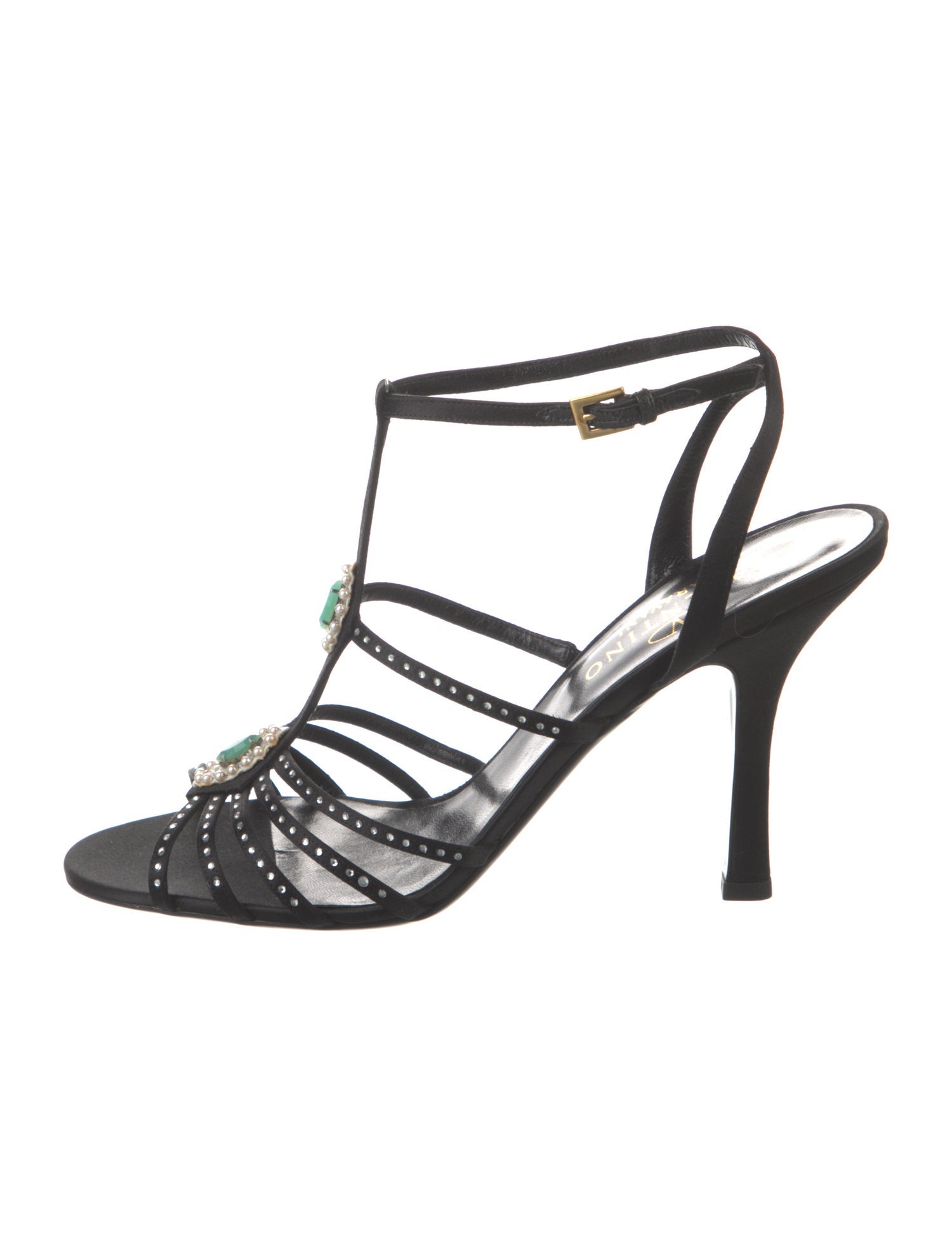 Valentino Satin Crystal Embellishments Gladiator Sandals