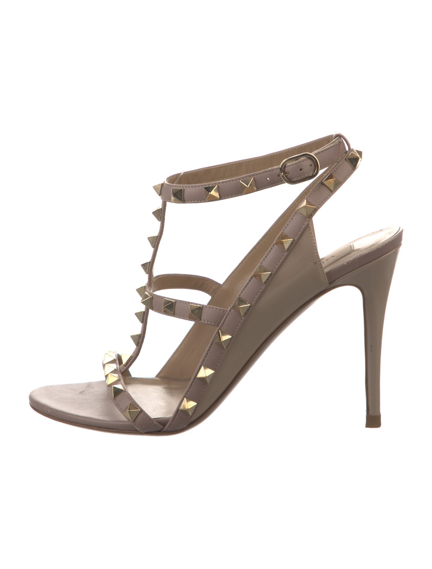 Valentino Rockstud Accents Leather T-Strap Sandals