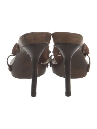 Valentino Leather Crystal Embellishments Slides