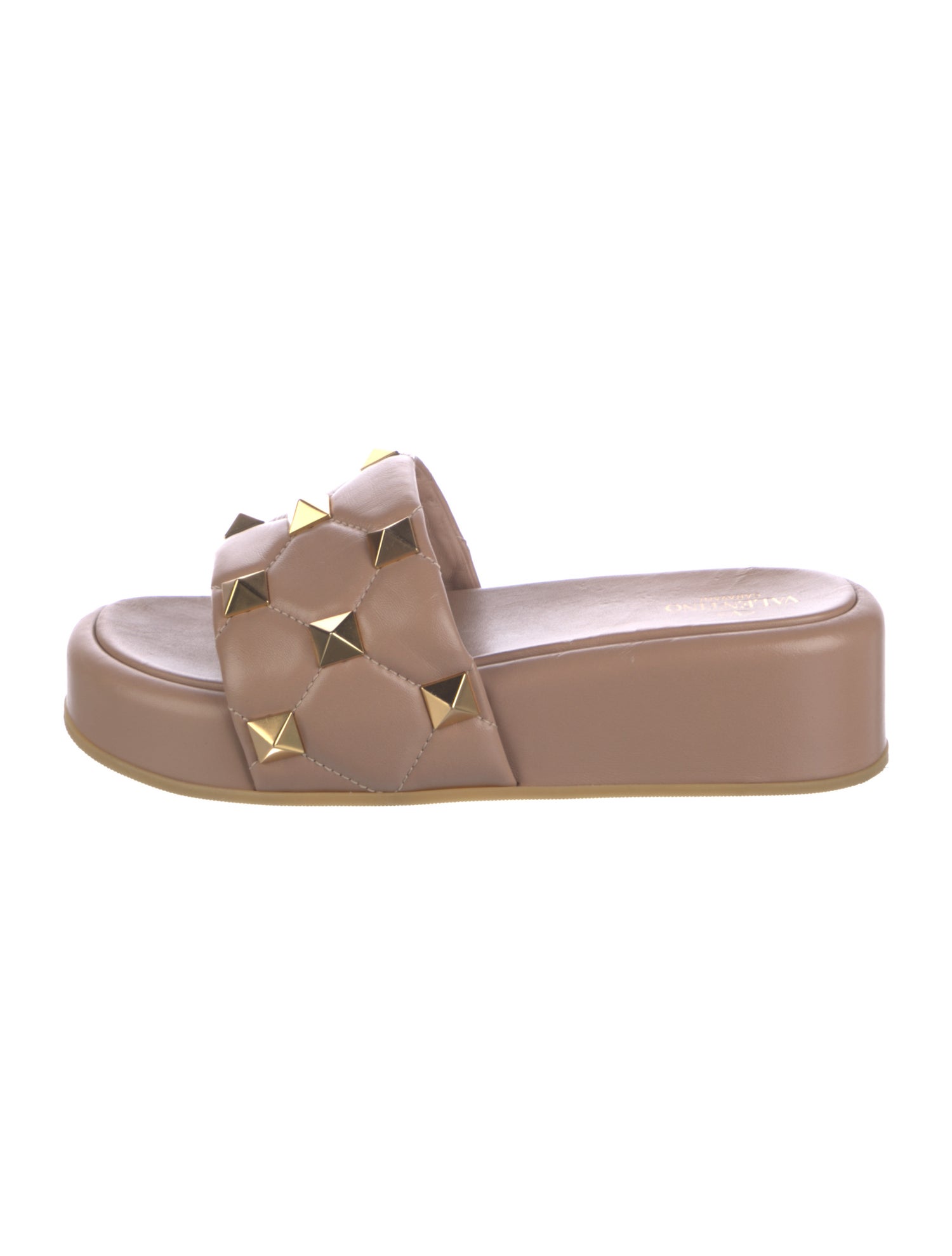 Valentino Rockstud Accents Leather Slides