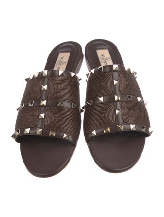 Valentino Rockstud Accents Leather Slides
