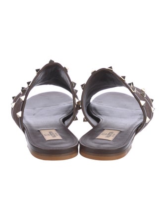 Valentino Rockstud Accents Leather Slides