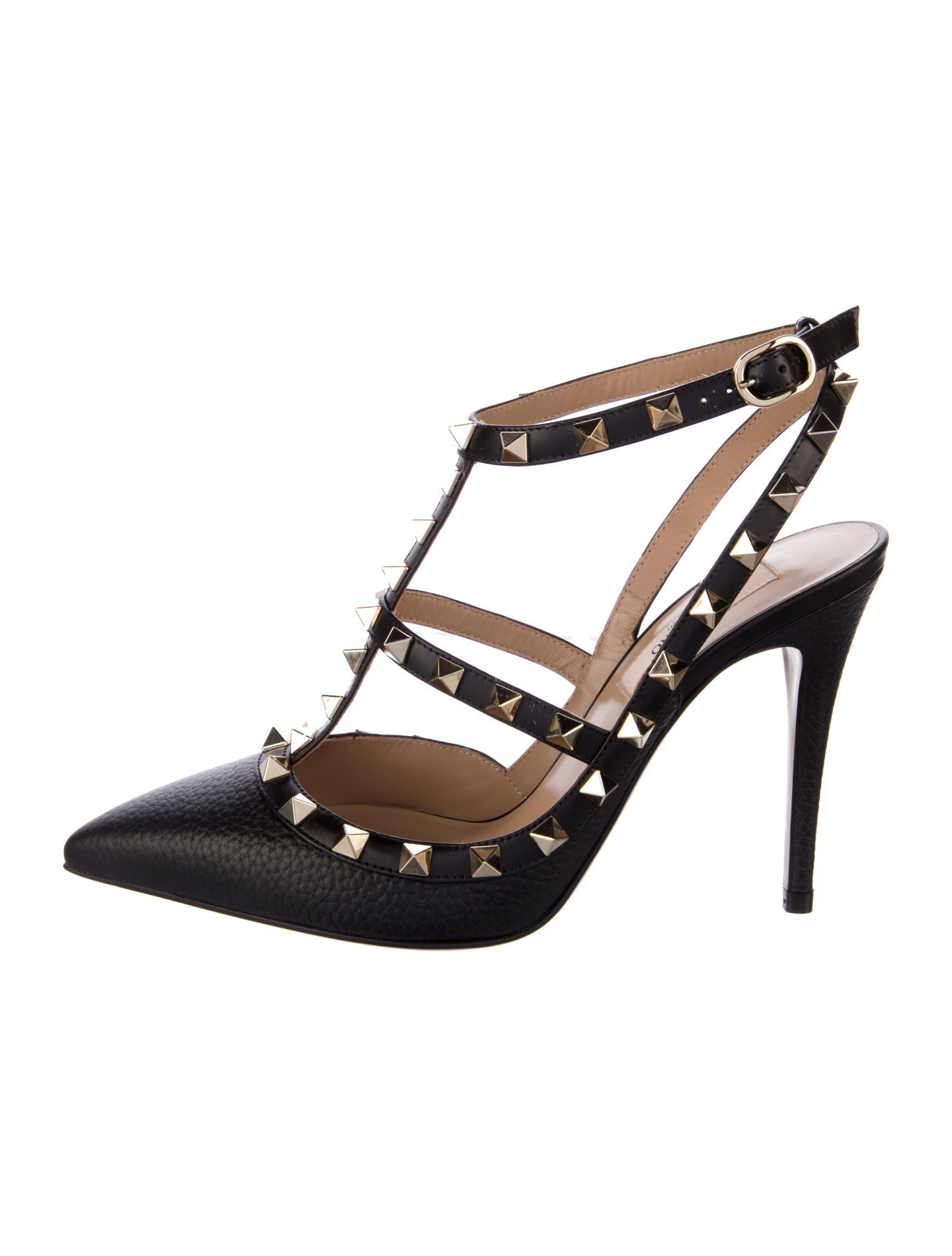 Valentino Rockstud Accents Leather T-Strap Pumps