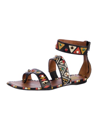 Valentino Leather Printed Gladiator Sandals