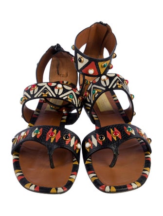 Valentino Leather Printed Gladiator Sandals