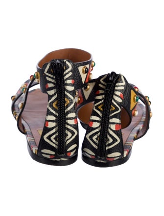 Valentino Leather Printed Gladiator Sandals