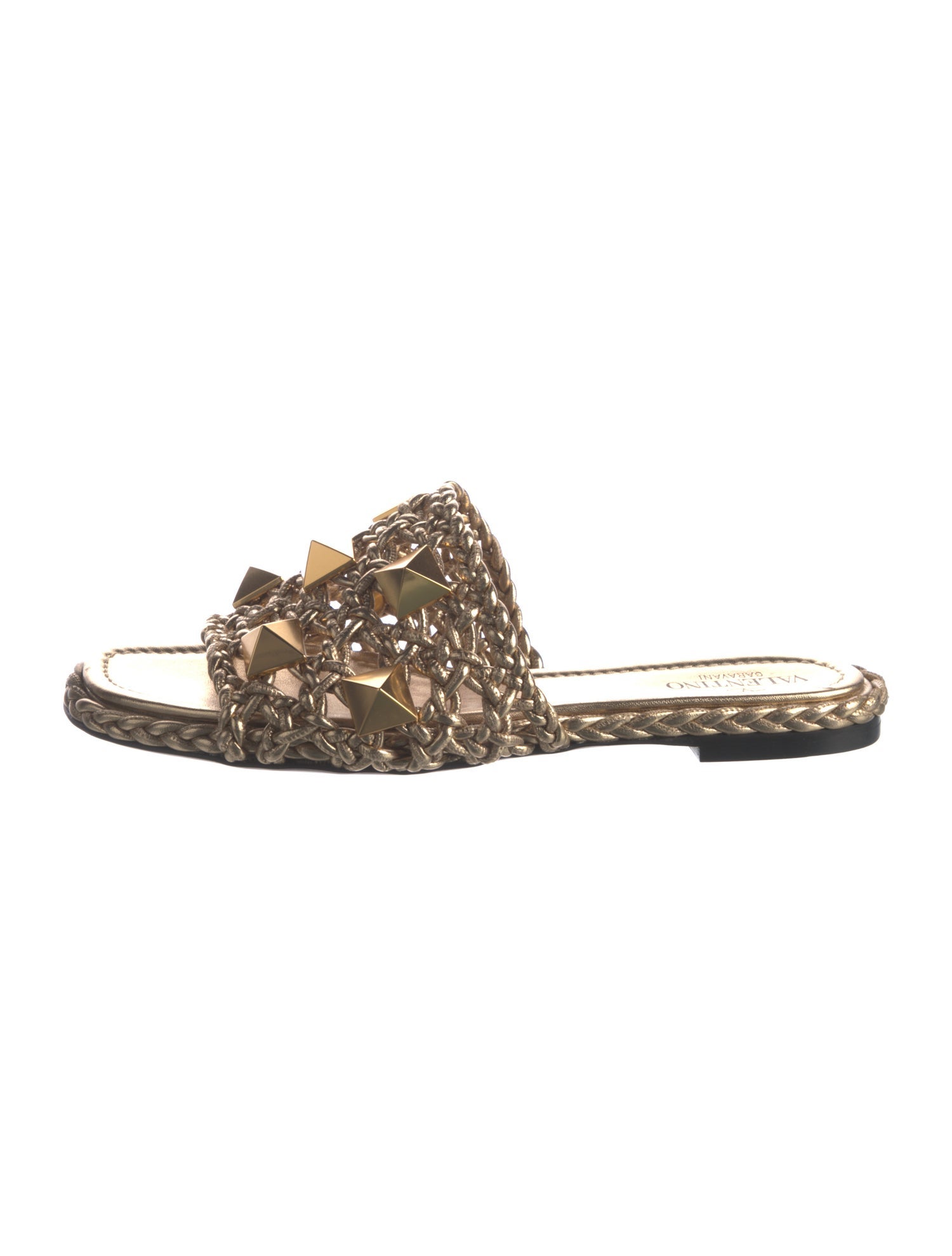 Valentino Rockstud Accents Leather Slides