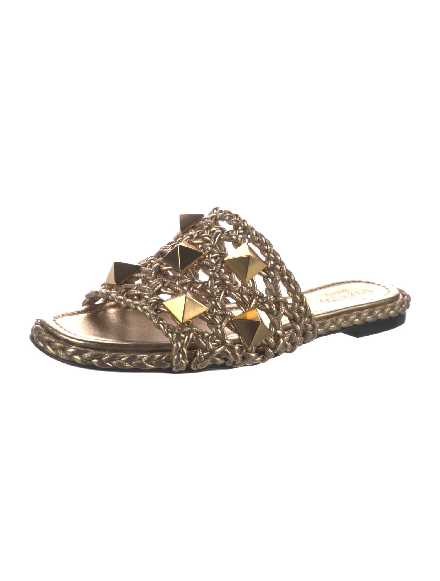 Valentino Rockstud Accents Leather Slides