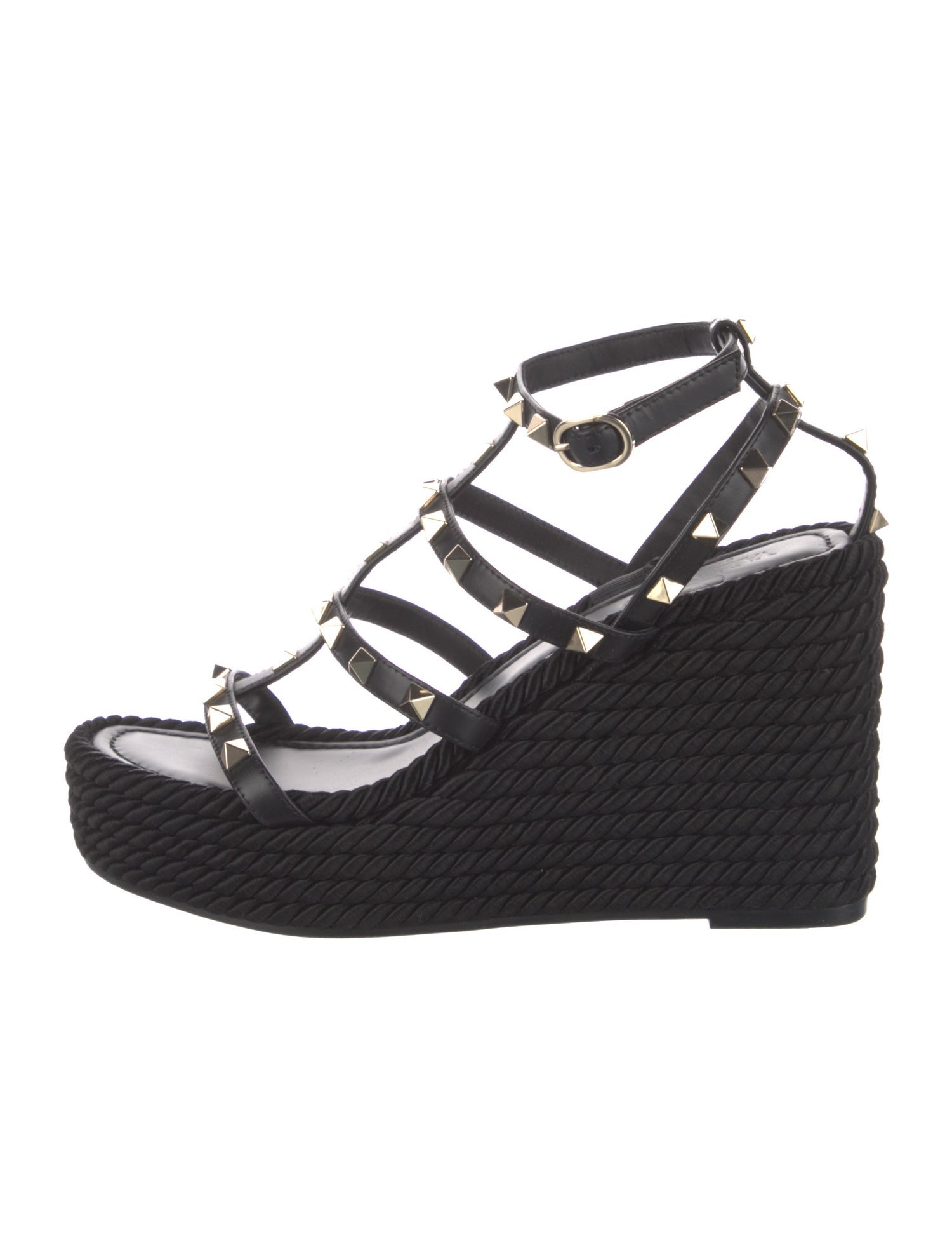 Valentino Rockstud Accents Leather Espadrilles