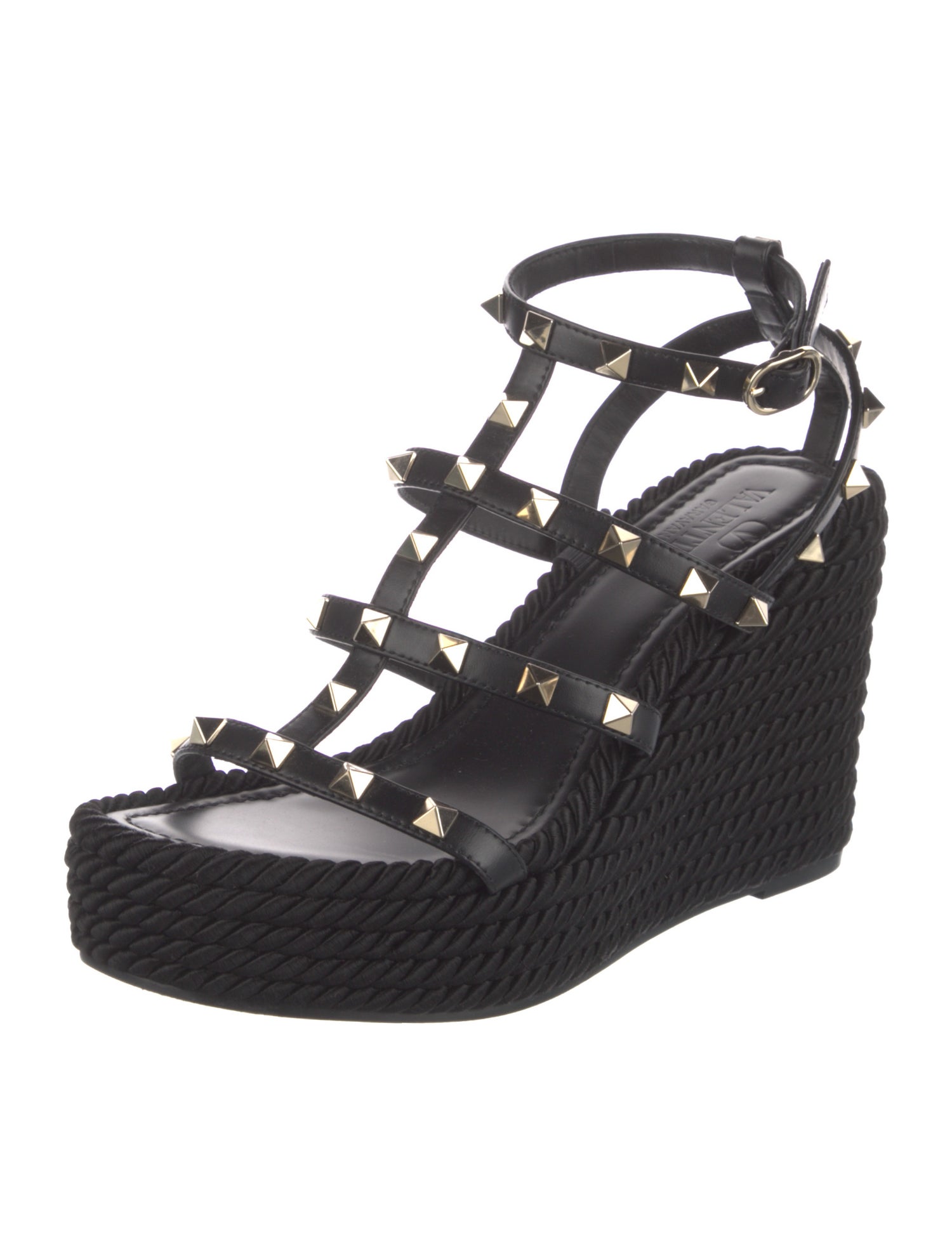 Valentino Rockstud Accents Leather Espadrilles