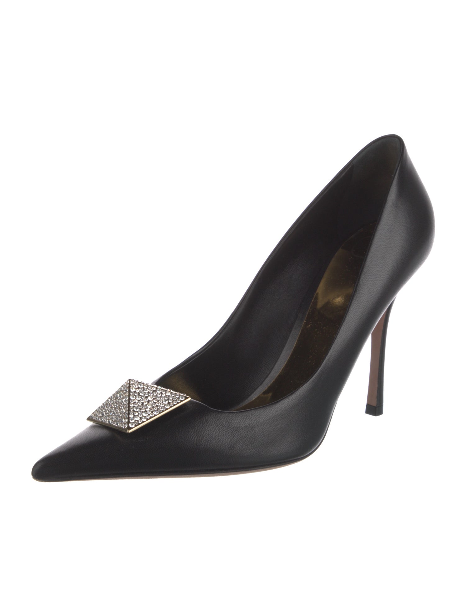 Valentino Leather Crystal Embellishments Pumps
