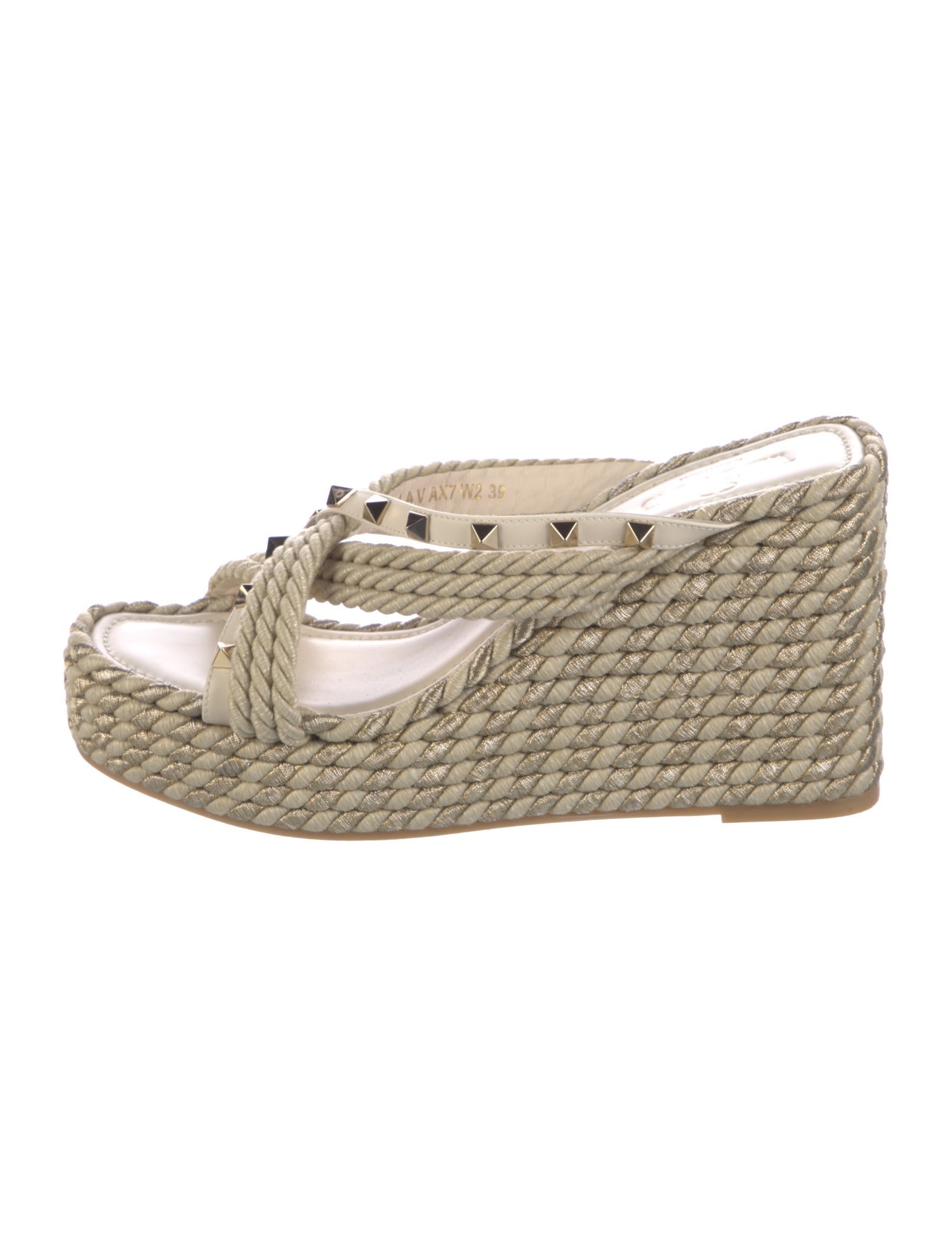 Valentino Rockstud Accents Jute Espadrilles