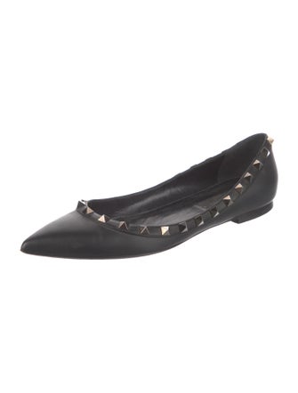 Valentino Rockstud Accents Leather Ballet Flats