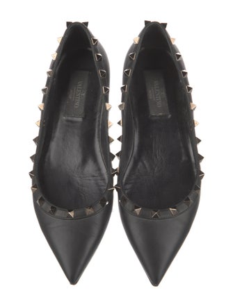 Valentino Rockstud Accents Leather Ballet Flats