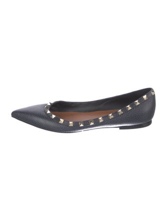 Valentino Rockstud Accents Leather Ballet Flats