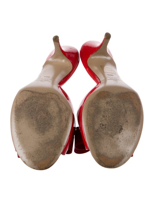 Valentino Patent Leather Bow Accents Slides