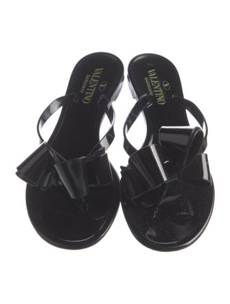 Valentino Rubber Bow Accents Slides