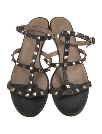 Valentino Rockstud Accents Leather Gladiator Sandals