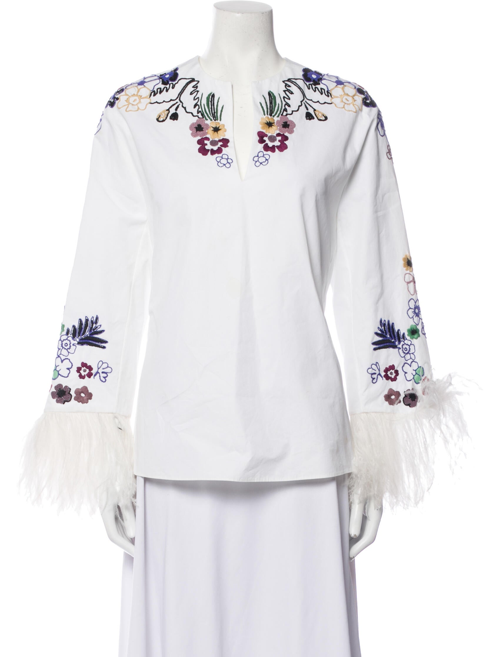 Valentino Printed V-Neck Blouse