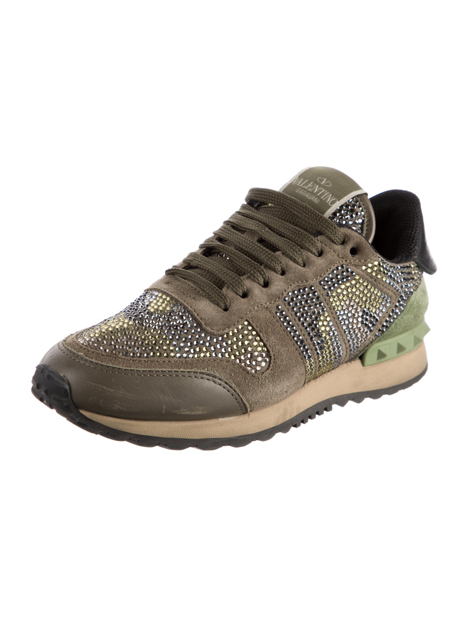 Valentino Rockstud Accents Suede Sneakers