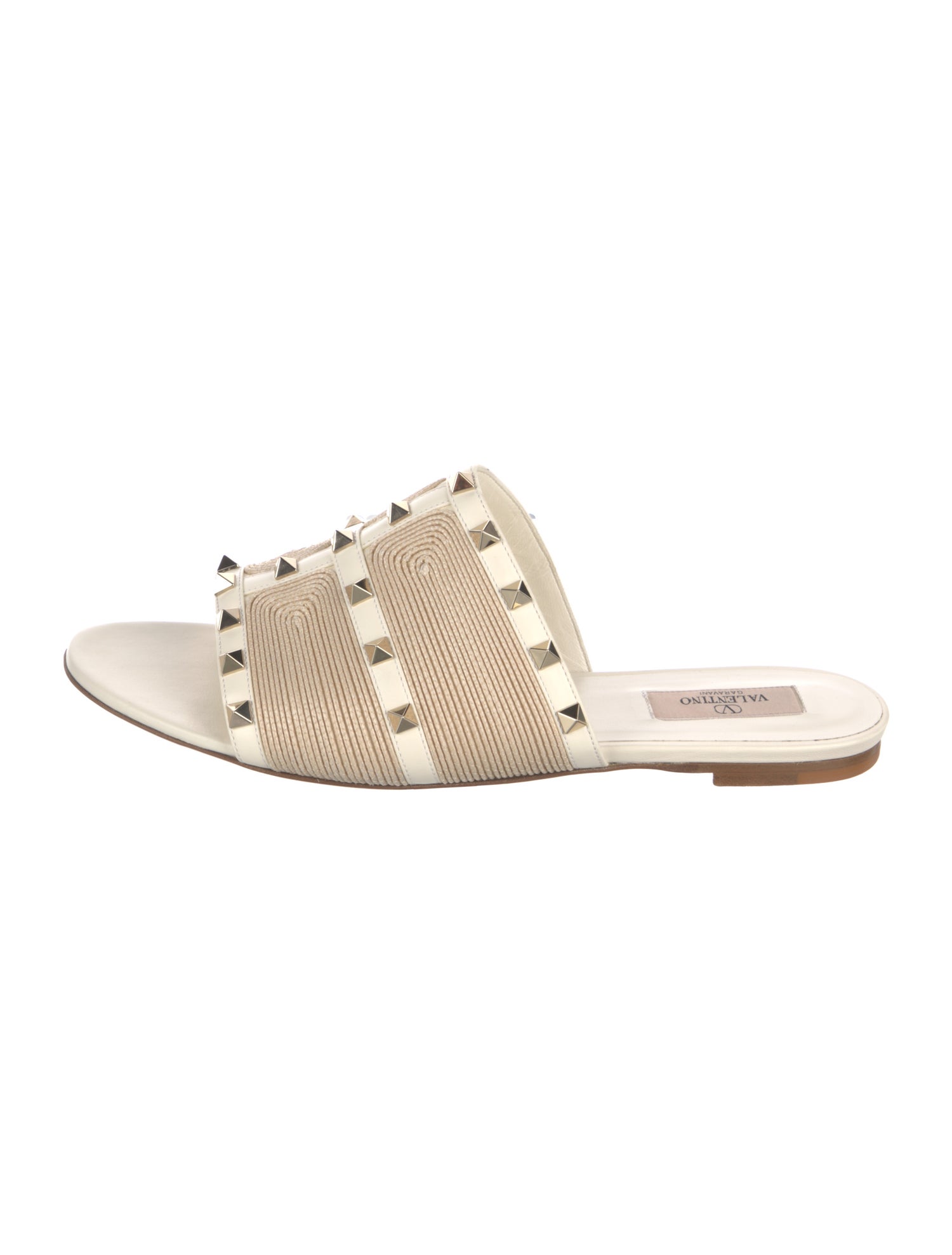 Valentino Canvas Studded Accents Slides