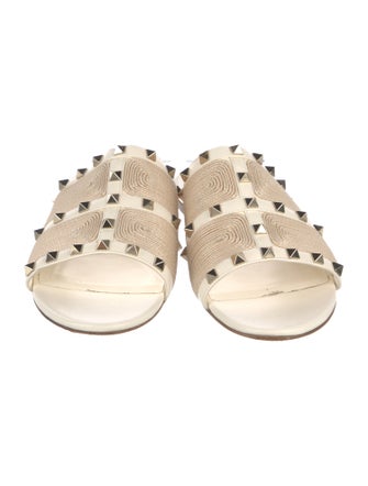 Valentino Canvas Studded Accents Slides