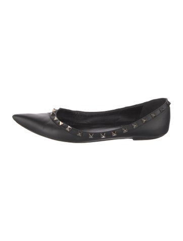 Valentino Flats Rockstud Accents Leather Ballet IT 39 | 9