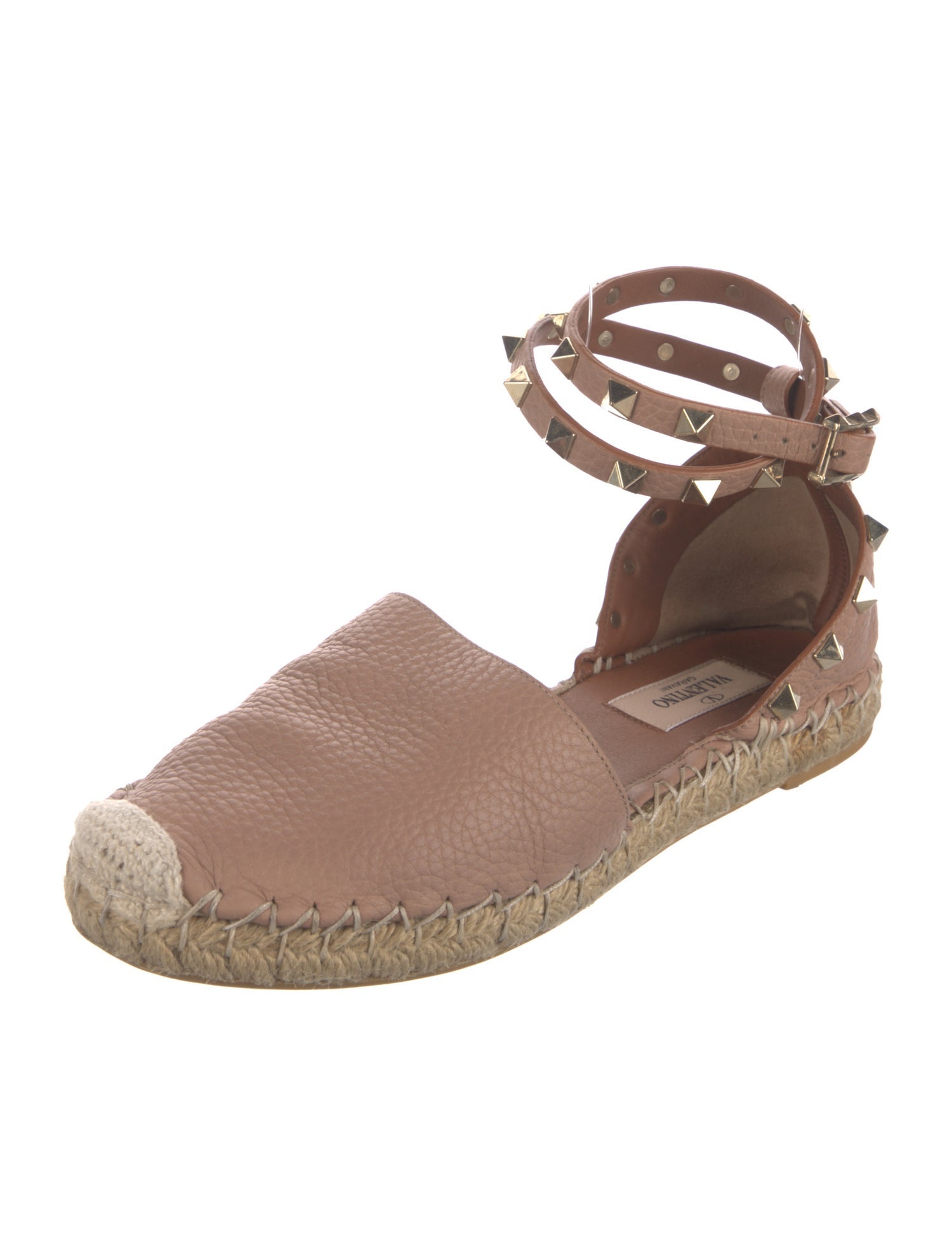 Valentino Rockstud Accents Leather Espadrilles