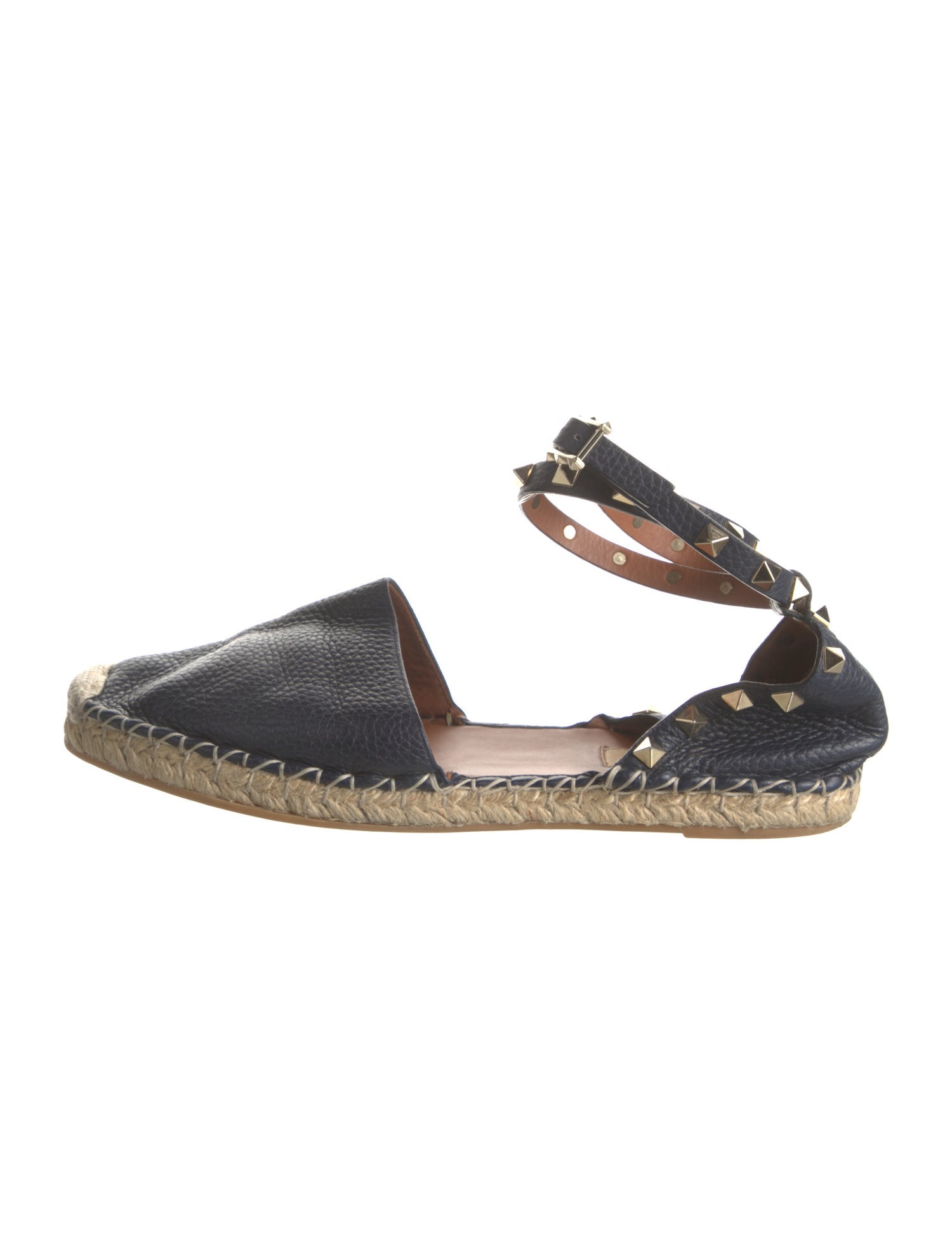 Valentino Rockstud Accents Leather Espadrilles
