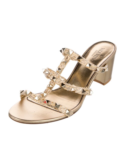 Valentino Rockstud Accents Leather Slides