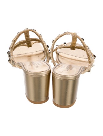 Valentino Rockstud Accents Leather Slides