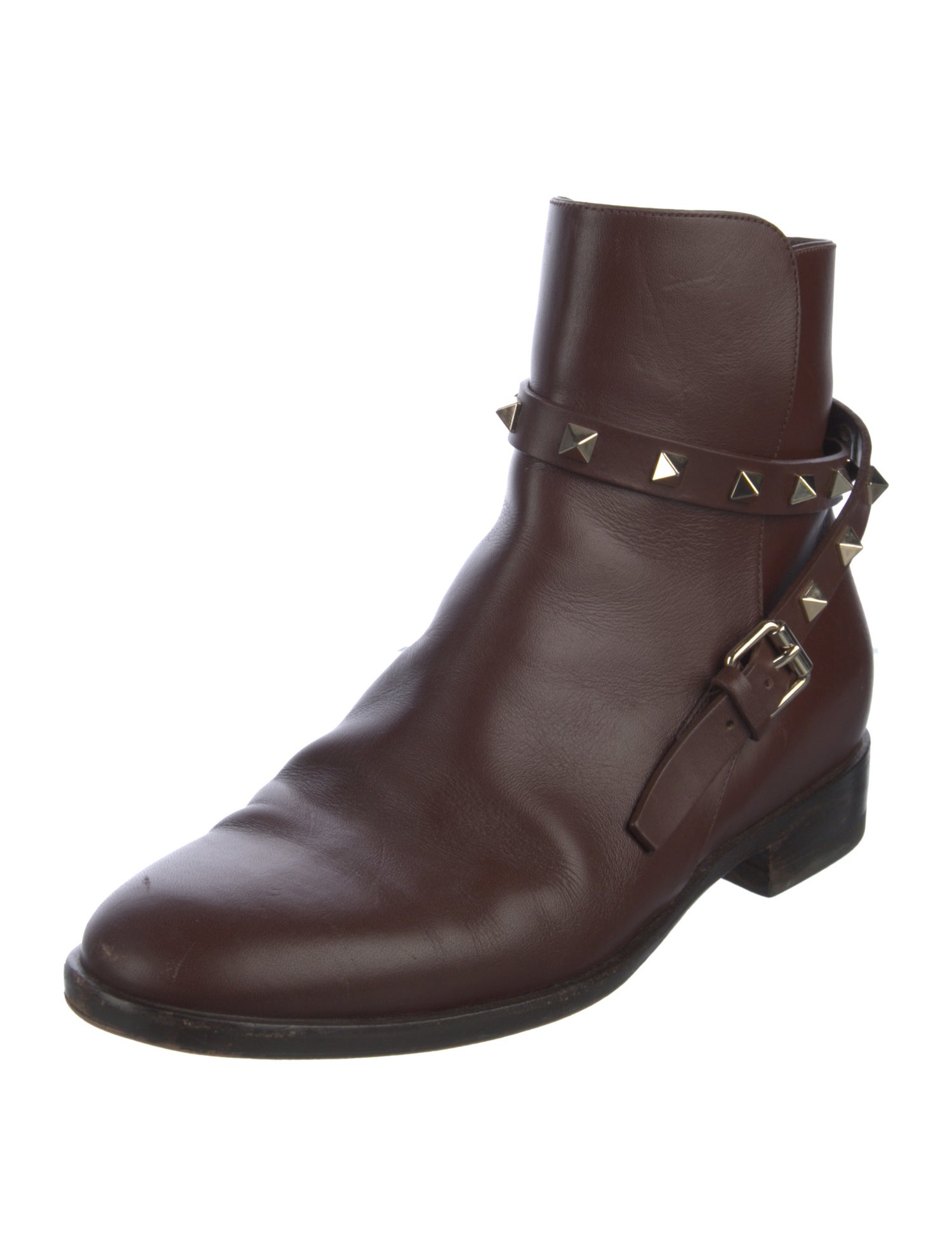 Valentino Rockstud Accents Leather Moto Boots