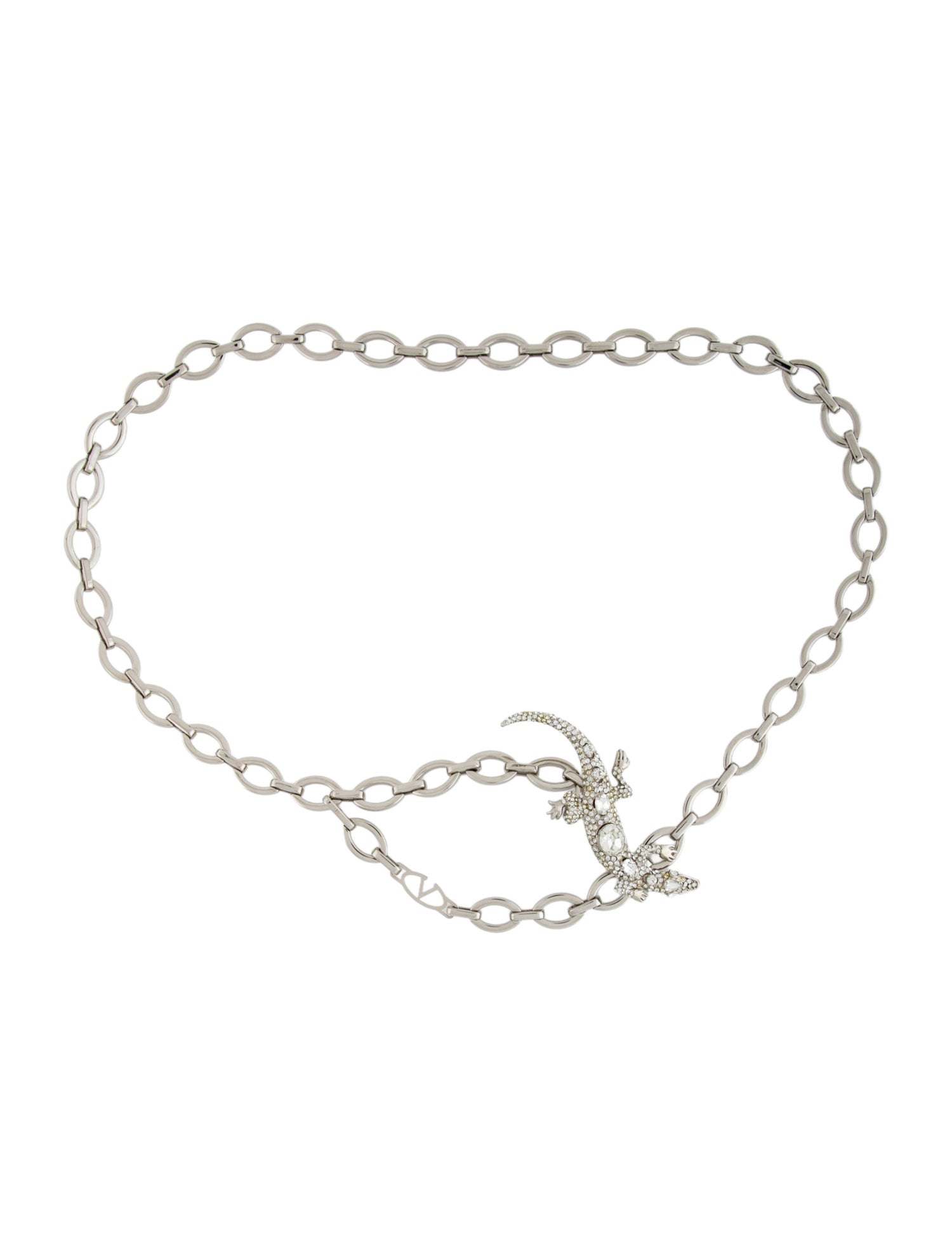 Valentino Skinny Metal Chain-Link Belt