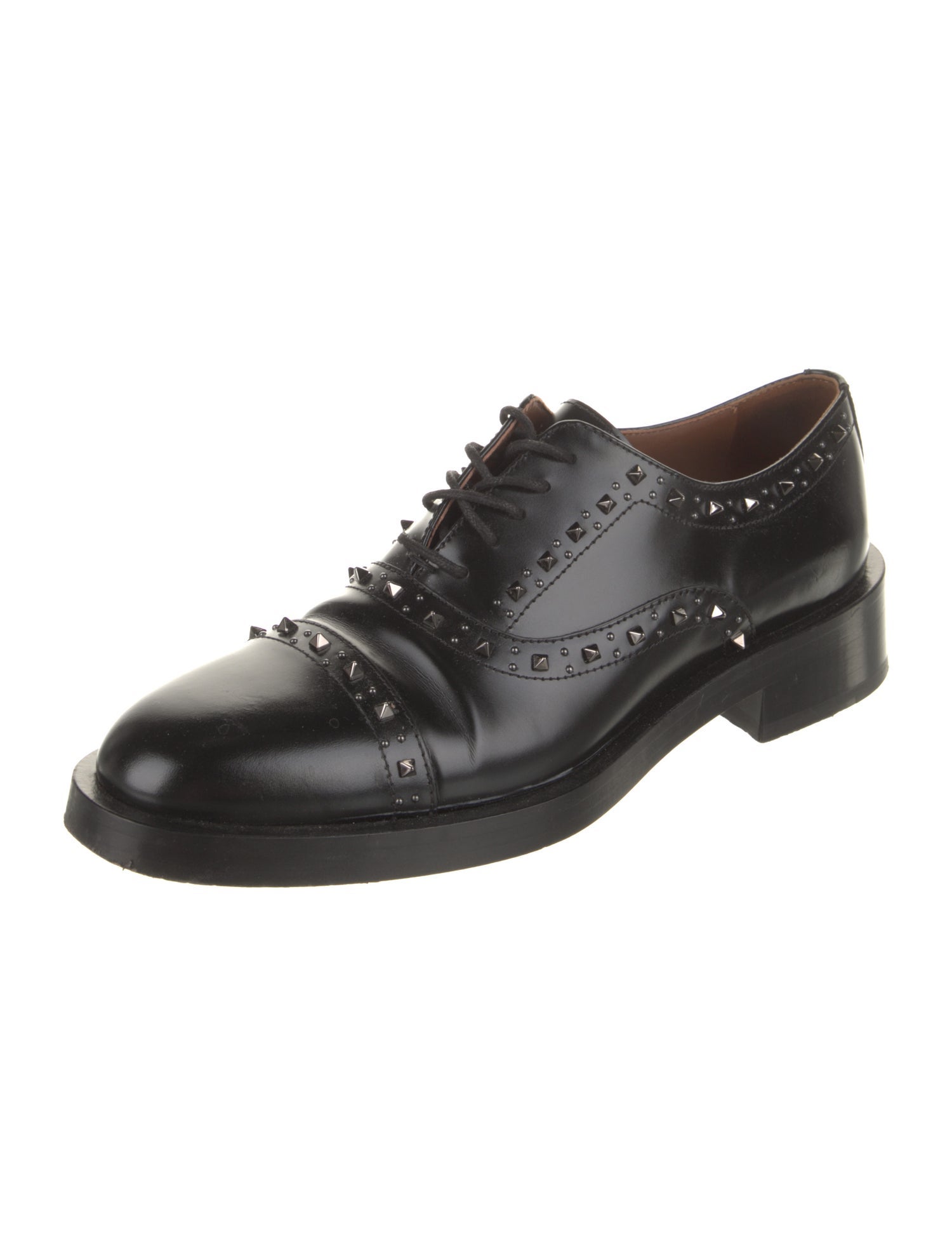 Valentino Rockstud Accents Leather Oxfords