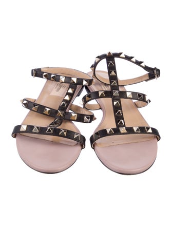 Valentino Rockstud Accents Leather Gladiator Sandals