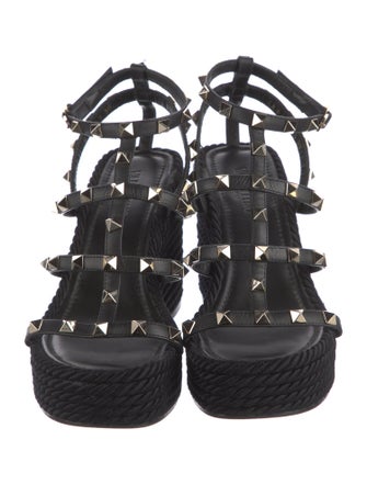 Valentino Rockstud Accents Leather Espadrilles