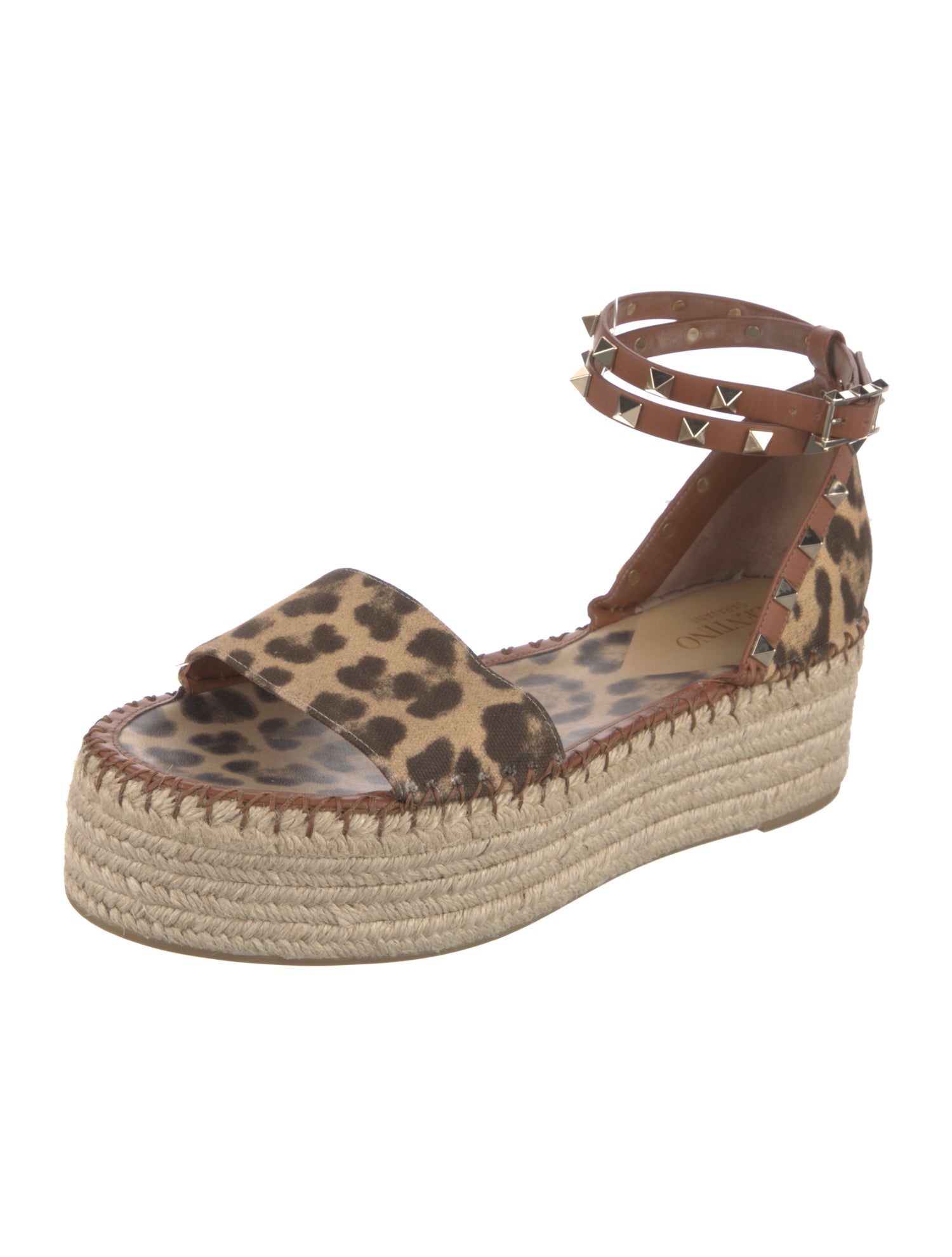 Valentino Rockstud Accents Canvas Espadrilles