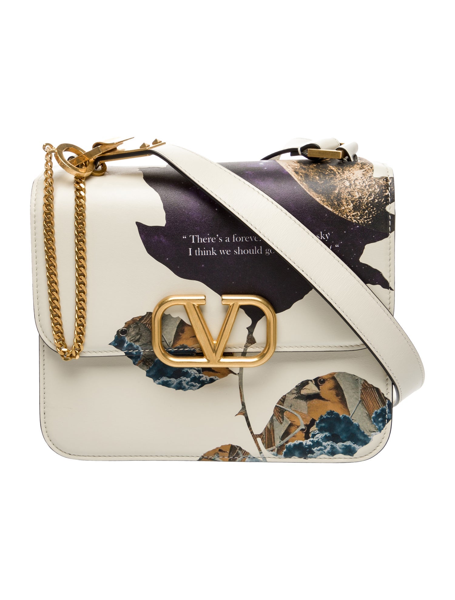 Valentino Leather X UNDERCOVER Smooth Calfskin Cosmos Print Large VSling Shoulder Bag White Small
