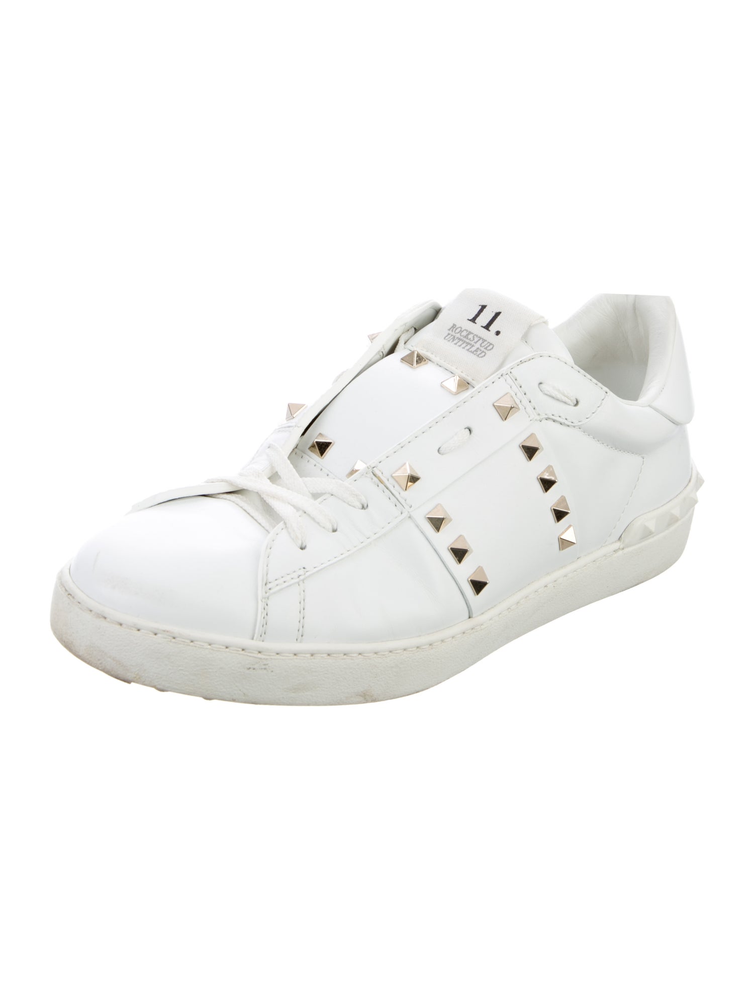 Valentino Rockstud Accents Leather Sneakers