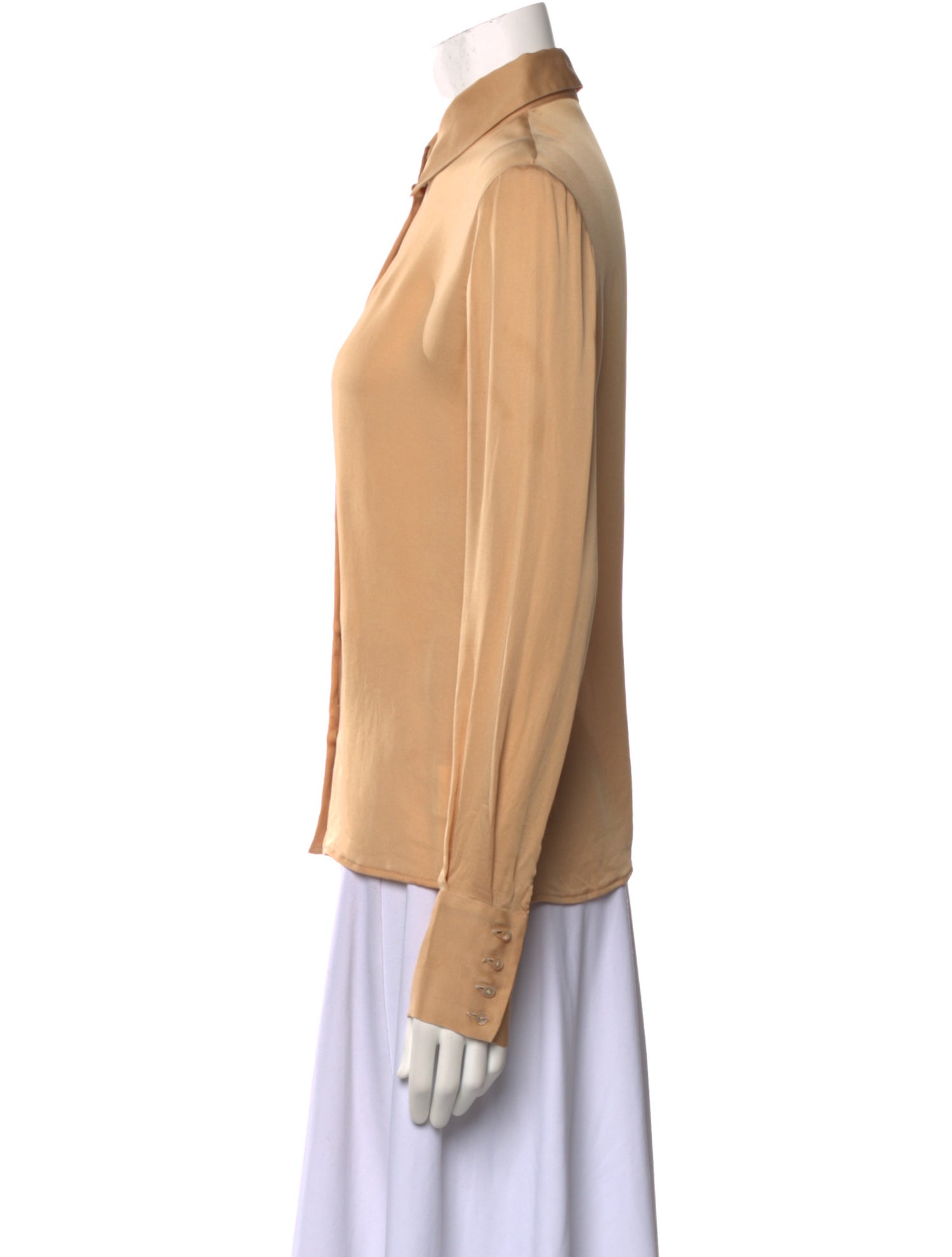 Valentino Silk Long Sleeve Button-Up Top