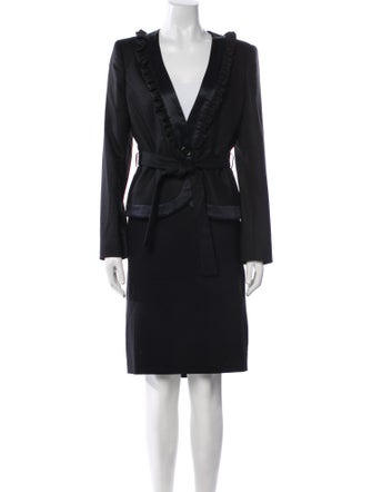 Valentino Virgin Wool Ruffle Embellishment Skirt Suit