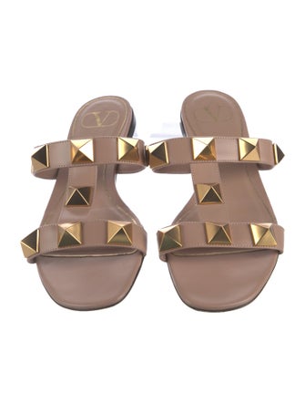 Valentino Rockstud Accents Leather Slides