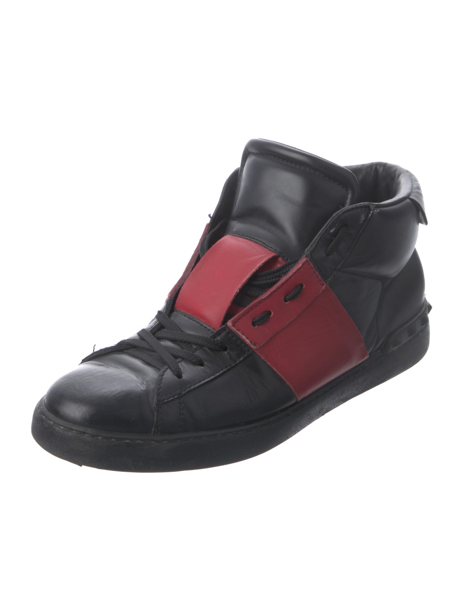 Valentino Rockstud Accents Leather Sneakers